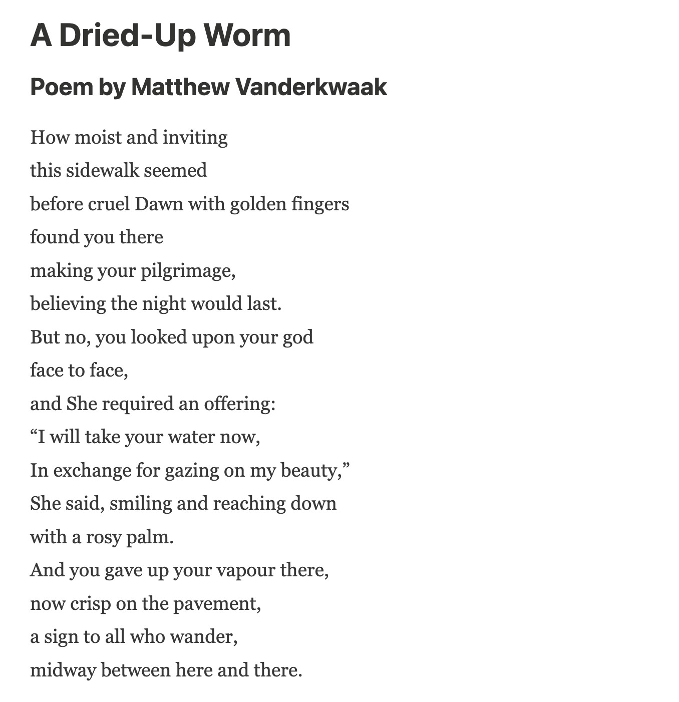 POEM: A Dried Up Worm